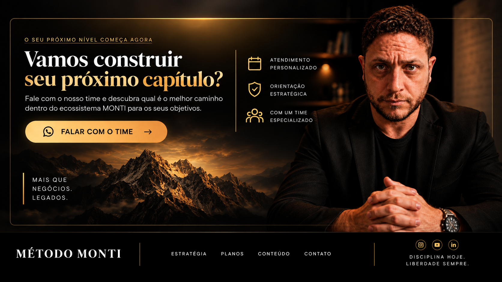 Contato e rodapé do Método MONTI